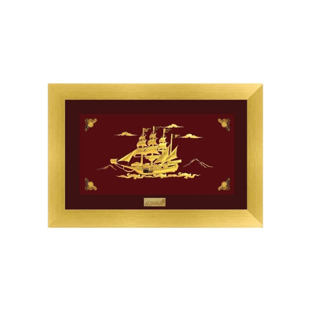กรอบรูปเรือสำเภา AURORA DESIGN กรอบทอง ขนาด 18 X 12 ซม._1